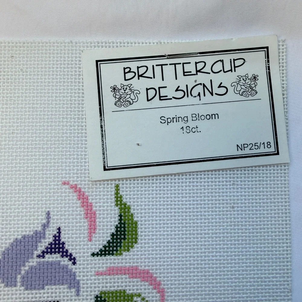 Brittercup Designs Needlepoint Canvas Spring Bloom Martini Floral Rose 18ct